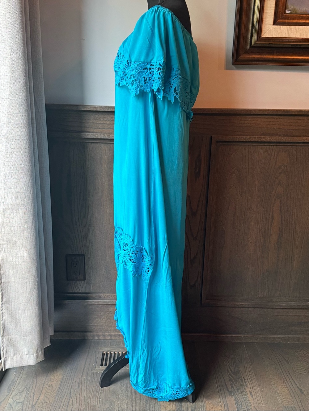 Sisjuly Teal Off-Shoulder Maxi Dress - Picture 3 of 7